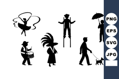 Silhouettes People Dancing Playing Drums Vector Product Image 1