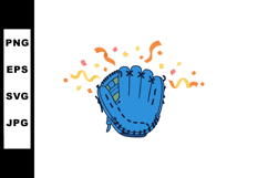 Blue Baseball Glove with Confetti Celebration Vector Illustr Product Image 1
