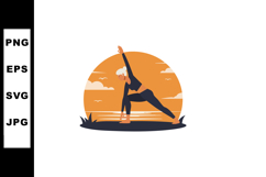 Woman stretching exercise silhouette with orange sunset back Product Image 1