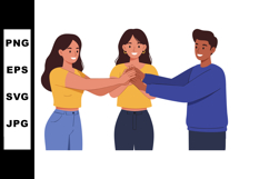 Group of diverse young people joining hands in unity and tea Product Image 1
