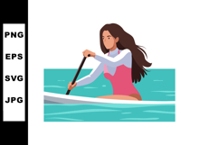 Woman paddling kayak on calm sea water in summer outdoor act Product Image 1