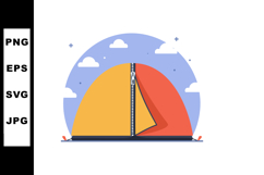 Two Tone Orange and Yellow Outdoor Camping Tent with Blue Sk Product Image 1