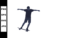 Skateboarder performing balanced trick with arms extended si Product Image 1