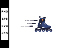 Roller skate with motion lines fast speed concept blue and b Product Image 1