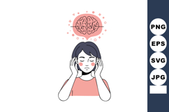 Woman experiencing headache pain with brain illustration abo Product Image 1