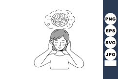 Woman experiencing headache with brain pain and stress sympt Product Image 1