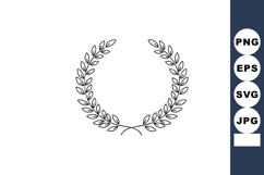 Laurel wreath vector design with black outlined leaves in mi Product Image 1