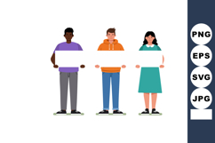 Diverse group holding blank signs for message communication Product Image 1