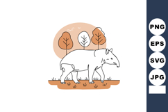 Tapir walking in autumn forest with brown and white trees ve Product Image 1