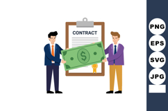 Businessmen shaking hands holding large dollar bill in front Product Image 1