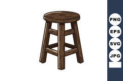 Wooden stool with round seat and sturdy legs simple rustic f Product Image 1