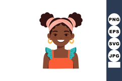 Smiling African American girl with curly hair wearing pink h Product Image 1
