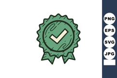Green award ribbon with check mark symbol vector design for Product Image 1