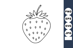 Strawberry fruit simple black line art vector illustration w Product Image 1