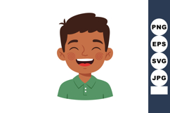 Smiling happy boy with green shirt laughing joyfully cheerfu Product Image 1