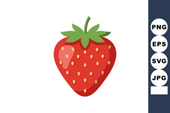 Strawberry fruit vector illustration with red body and green Product Image 1