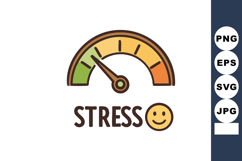 Stress level meter gauge with smiling face icon showing low Product Image 1