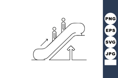 Escalator with two people ascending line art vector symbol f Product Image 1