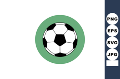 Soccer ball simple black and white vector icon with green ci Product Image 1