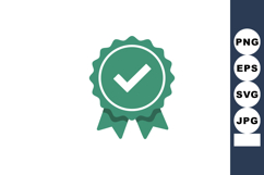 Checkmark badge symbol with ribbon icon for approval and qua Product Image 1