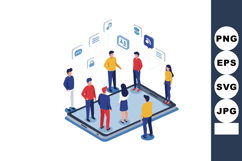 People networking on smartphone screen with digital icons so Product Image 1