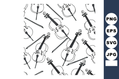 Violin seamless pattern with bows black and white classic mu Product Image 1