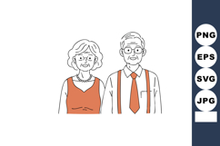 Elderly couple portrait with glasses and orange clothing vec Product Image 1