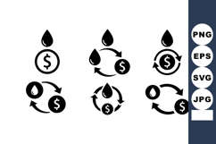 Oil Drop Dollar Coin Recycling Cycle Icons Product Image 1
