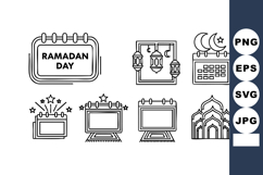 Ramadan Day Calendar Lantern Mosque Icons Vector Product Image 1