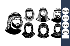 Middle Eastern Men Traditional Headdress Vector Collection Product Image 1