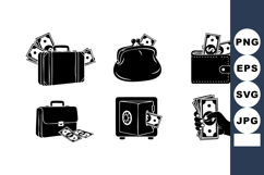 Money Briefcase Purse Wallet Safe Cash Icons Product Image 1