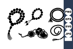 Black Silhouette Prayer Beads Rosary Vector Collection Product Image 1