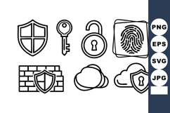 Security Icons Set Shield Key Lock Fingerprint Product Image 1