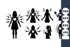 Female Silhouette Heart Pain Chest Ache Vector Product Image 1