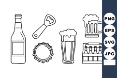 Beer Bottle Opener Cap Mug Six Pack Vector Product Image 1