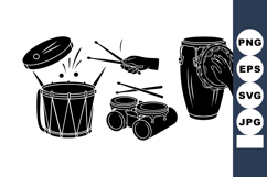 Percussion Instruments Drum Sticks Bongos Vector Product Image 1