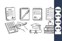 Education Learning Icons Test Papers Books Vector Product Image 1
