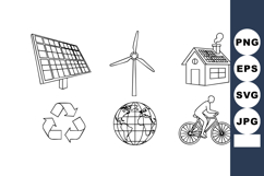 Renewable Energy Solar Panel Wind Turbine Vector Product Image 1