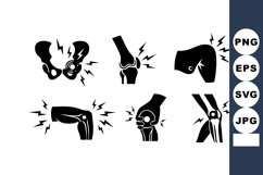Joint Pain Icons Hip Knee Elbow Leg Vector Product Image 1