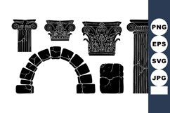 Ancient Architectural Columns Capitals Vector Illustration Product Image 1