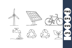 Renewable Energy Icons Wind Solar Bicycle Vector Product Image 1