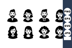 Diverse People Avatar Vector Icons Black White Product Image 1