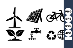 Renewable Energy Icons Wind Solar Bicycle Water Product Image 1