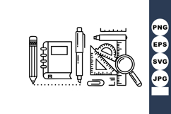 School Supplies Pencil Pen Notebook Vector Product Image 1