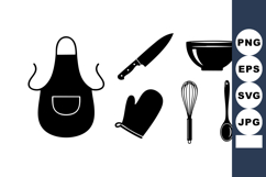 Kitchen Cooking Utensils Apron Knife Bowl Set Product Image 1