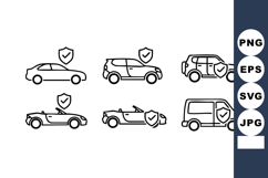 Car Protection Icons with Shield Symbols Vector Product Image 1