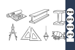 Engineering Tools Blueprint Construction Vector Illustration Product Image 1