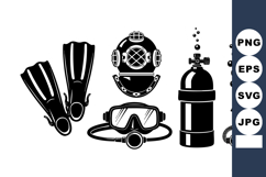 Vintage Diving Helmet Scuba Equipment Vector Illustration Product Image 1