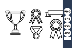 Trophy Medal Award Ribbon Badge Prize Vector Product Image 1