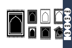 Black and White Mosque Prayer Rugs Vector Product Image 1